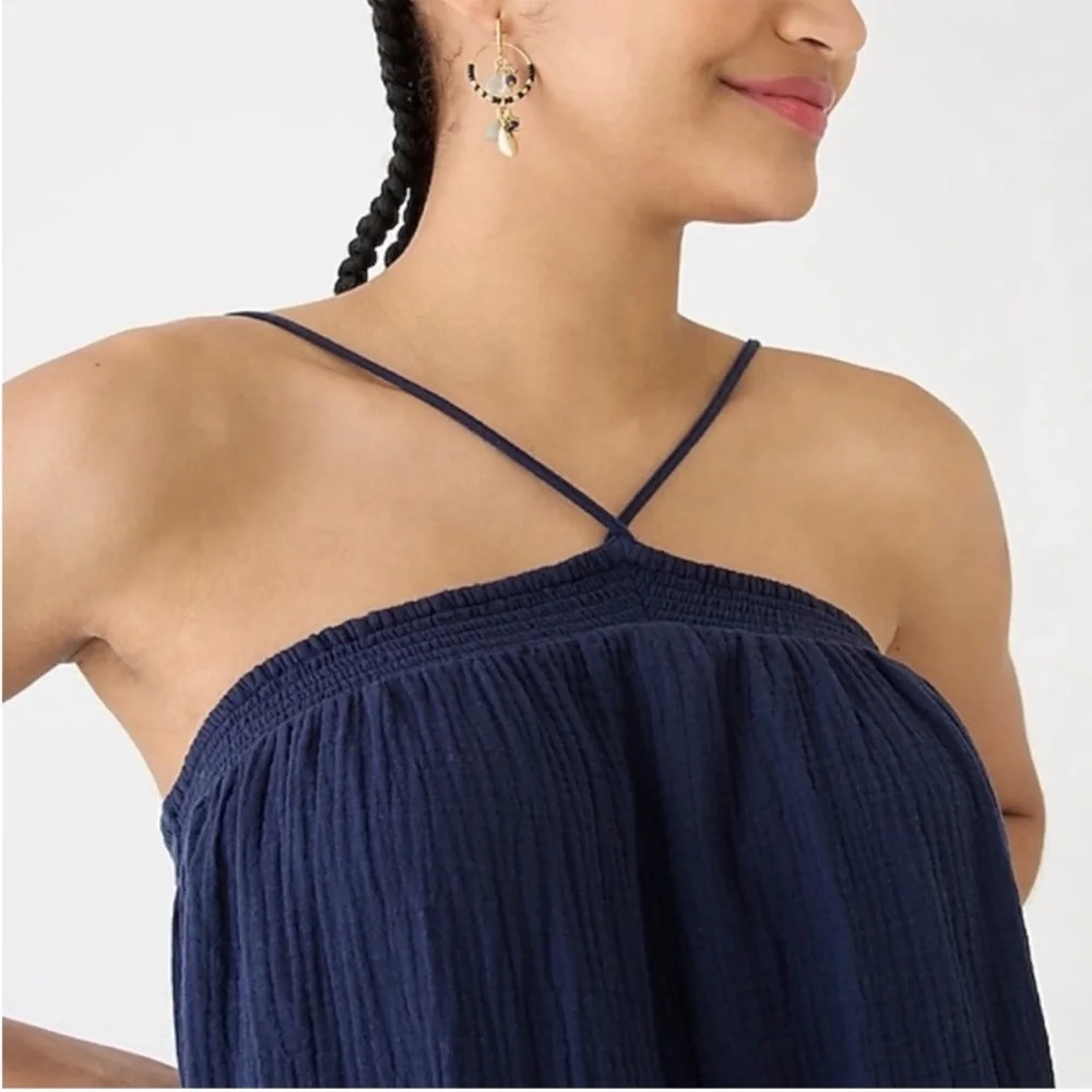 J. Crew Halter Maxi Dress In Soft Gauze Navy Blue 100% Cotton - XS